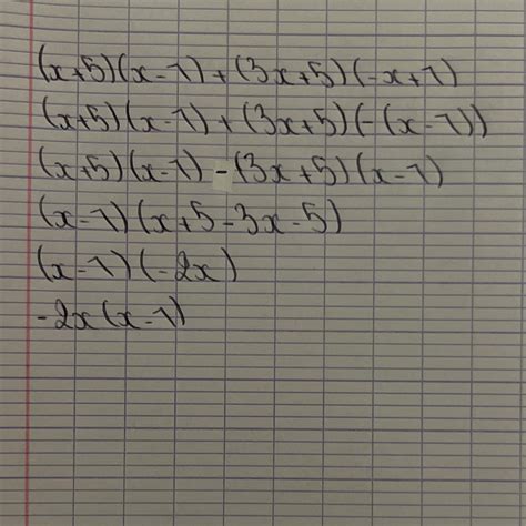 (x+5) (x-1)+ (3x+5)(-x+1) Factoriser - Nosdevoirs.fr