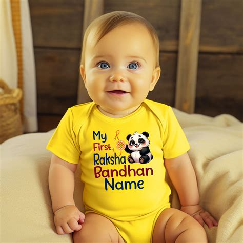 First Raksha Bandhan Baby Onesie-Romper-Bodysuit with animal print ...