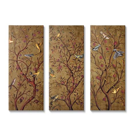 Stupell Home Decor Regal Plum Tree Birds Canvas Wall Art 3-piece Set