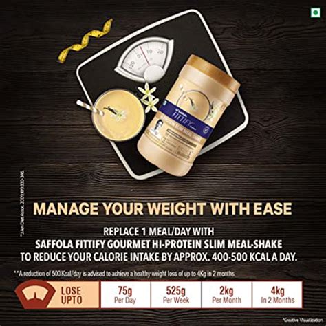 Buy SAFFOLA FITTIFY HI PROTEIN SLIM MEAL-SHAKE FRENCH VANILLA 420 GM ...