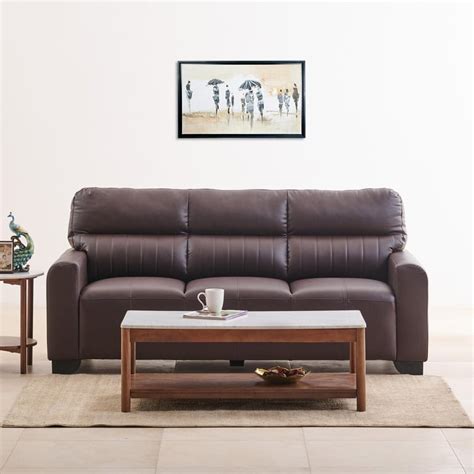 Buy Albury Faux Leather 3-Seater Sofa - Madrid Brown from Home Centre ...