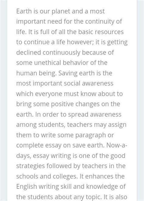 Essay on earth day or save earth for ninth class student - Brainly.in