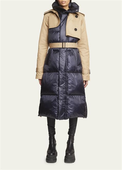 SACAI Hybrid Trench Puffer Belted Coat - Bergdorf Goodman