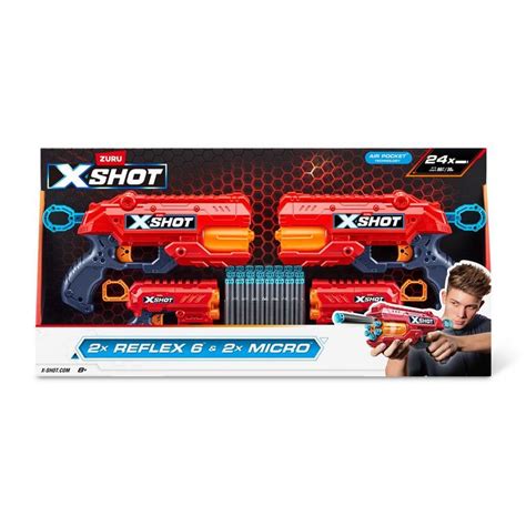 X-Shot | Excel Micro 2.0 & Excel Reflex 6 Twin Pack Blaster (24 Darts ...