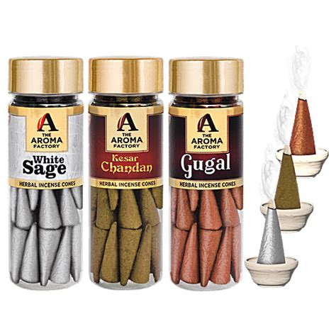 Buy The Aroma Factory Herbal Incense/Dhoop Cones - 0% Charcoal, Gugal ...