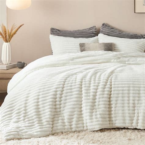 Bedsure Fluffy Comforter Set Queen - Super Soft Faux Fur Comforter ...