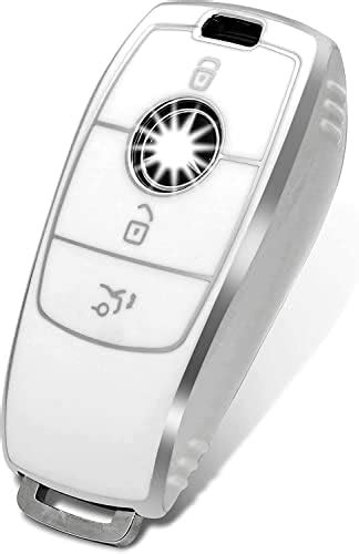 JVCV® Silver Border TPU Key Cover Compatible with Benz E Series Smart ...