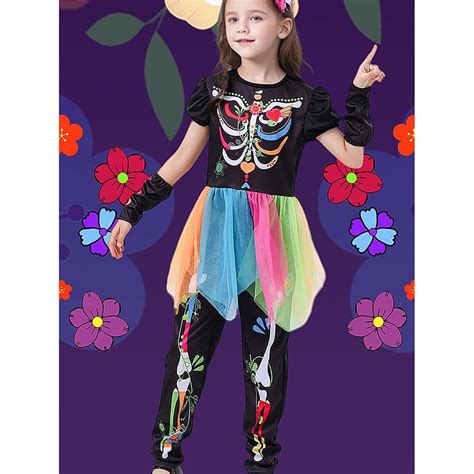 Colorful Skeleton Princess Kids Halloween Costume - Little Surprise Box