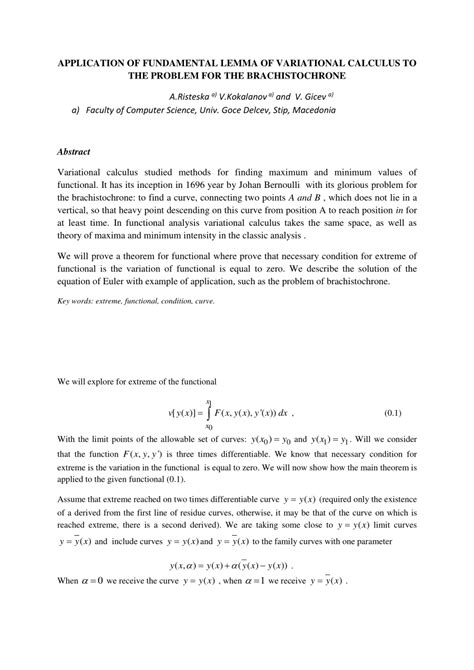 Image result for Calculus of Variations Examples