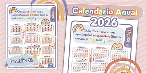 Calendario | Organización | Anual | Mensual | Año 2026