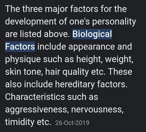 . Which factor is important for development of one’s personality ...