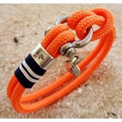 PULSERA CORSARIO NAVAL, pulsera con cabo náutico naranja y bandera ...