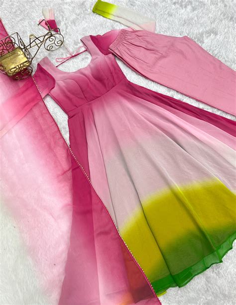 Multi Colour Elegant Colorful Fox Georgette Anarkali Set – P