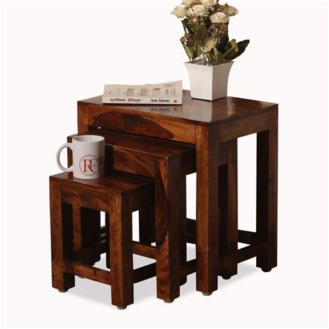 Buy Zory Solid Wood Set of Three End Table in Honey Oak Finished