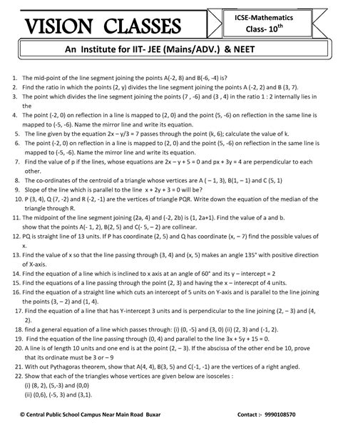 Coordinate geometry - © Central Public School Campus Near Main Road ...