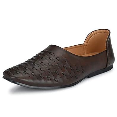 Prolific Men Brown Ethnic Juttis Mojaris & Partys Shoes (6, Brown ...