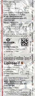 Lipirose F 5mg Strip Of 10 Tablets: Uses, Side Effects, Price & Dosage ...