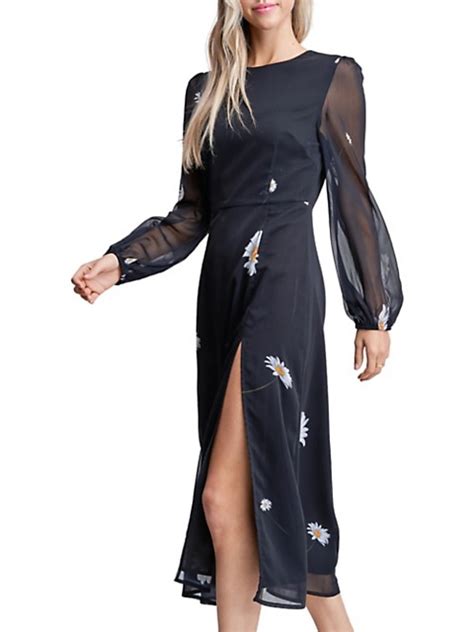 Daisy-Print Chiffon Midi Dress