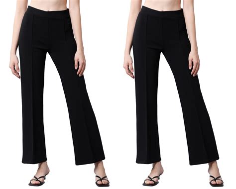 Buy Mehrang Cotton Blend Bootcut Parallel Trouser Pants for Women ...