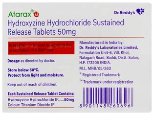 Atarax Sr Tablet 15 - Uses, Side Effects, Dosage, Price | Truemeds
