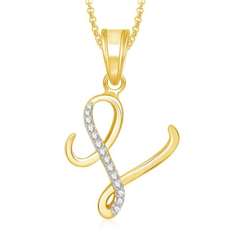 MEENAZ Fashion Jewellery Valentine Gifts Silver 'L' Letter Pendant ...