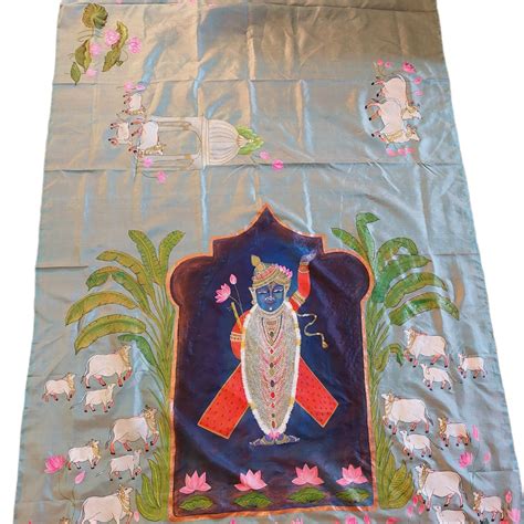 Hand-Painted Pichwai Shreenathji Mulberry Silk Saree - Ranga Chakra