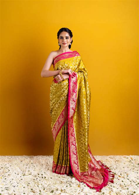 Mustard Pink Mashru silk Saree – Weavers and Artisans