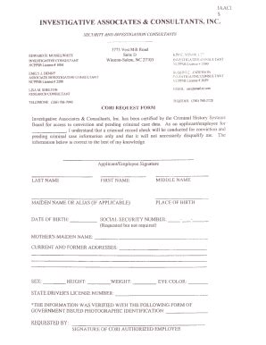 Fillable Online Massachusetts CORI Request Form - Investigative ...