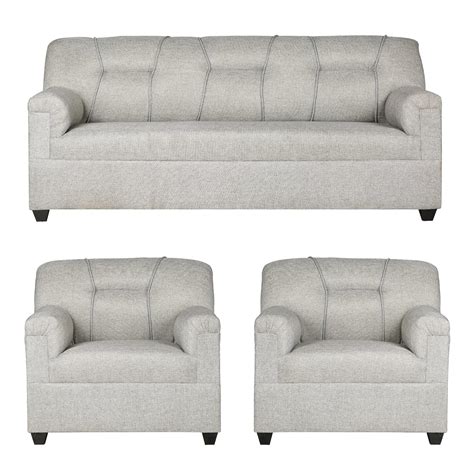 HMG Fabric 3+1+1 Sofa Set for Living Room (Light Grey) : Amazon.in ...