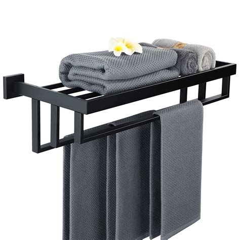 Alise Bathroom Lavatory Towel Rack Towel Shelf with 3 Towel Bars Wall ...