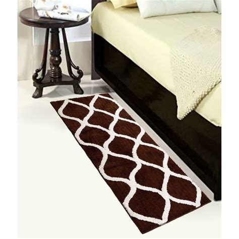 Buy SR Handloom Microfiber Anti Skid Bedside Runner Carpet Mat (Brown ...