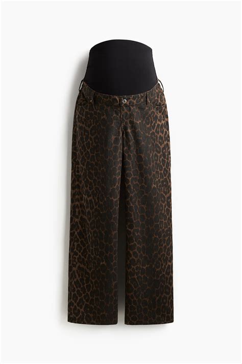 MAMA Wide jeans - Dark beige/Leopard print - Ladies | H&M IN