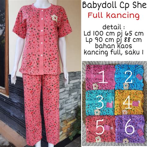 Jual babydoll kaos setelan busui fullkancing | piyama dewasa - Kab ...