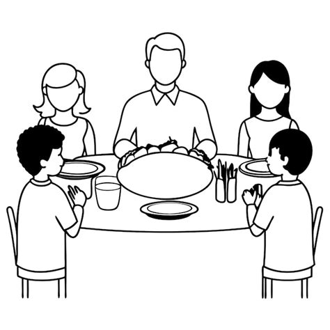Family eating together drawing Vectors - Download Free High-Quality ...