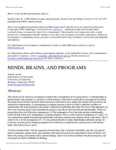 Minds, brains, and programs | Behavioral and Brain Sciences | Cambridge Core