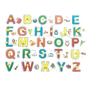 Capital Letters ABCD English Alphabets Wooden Pictures Puzzle Board for ...