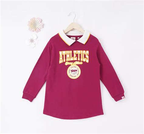 Ed-a-Mamma Sustainable Girls Polo Looper Dress-Maroon