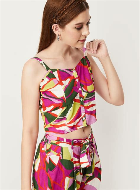 Buy Women Printed Strappy Crop Top Online at just Rs. 699.0 ...