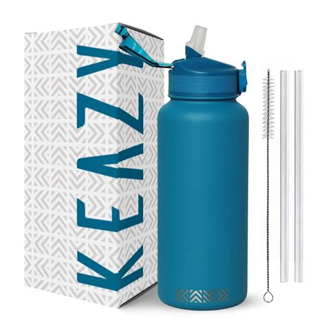 Keazy 1000ml Stainless Steel Sipper Bottle for Adults with Straw, 24 ...
