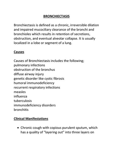 Bronchiectasis - This study material is for nursing students to improve ...