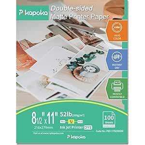 Double-sided Matte Photo Paper, 8.5 x 11 for Cardstock, Picture ...