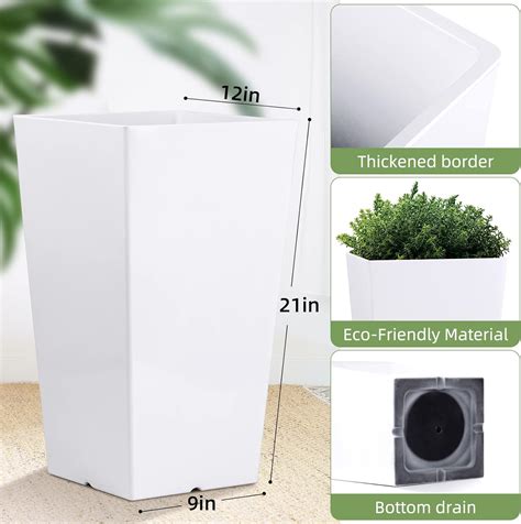 Buy QCQHDU Tall Planters for Outdoor Plants Set of 2,Outdoor planters ...