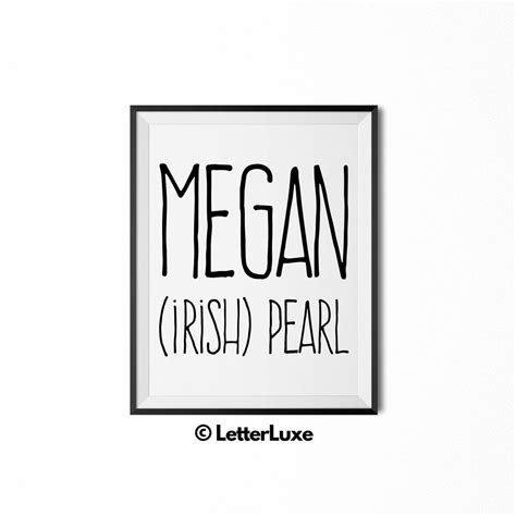 Megan Name Meaning Art - Gallery Wall Decorations - Entryway Family Art ...