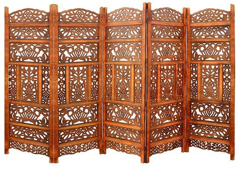 RJKART Wooden Room Divider 5 Panel Folding Privacy Screens Handcrafted ...
