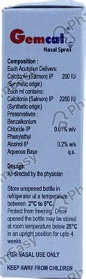 Gemcal 200 IU Nasal Spray (3.7): Uses, Side Effects, Price & Dosage ...