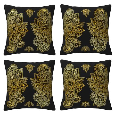Home Throw Pillow Covers Two Sides Printed Classical plant golden background Decor Sofa Living ...