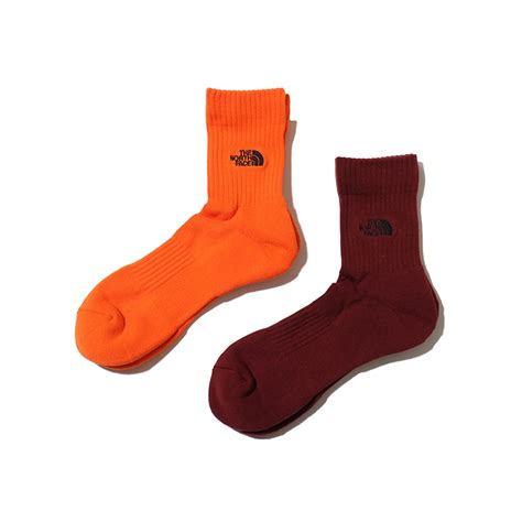 THE NORTH FACE TNF Logo 2P Crew TNFオレンジ×ビートルート （ザ・ノース・フェイス TNF ロゴ 2P ...