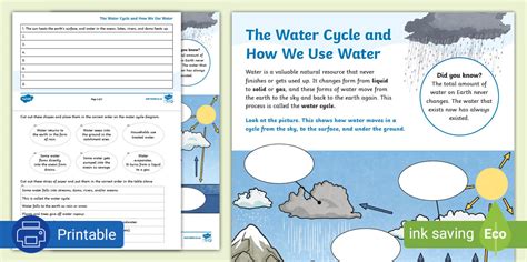 The Water Cycle Diagram Activity Grade 4 (teacher made)