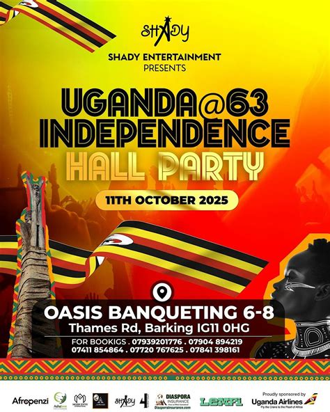 UGANDA@63 INDEPENDENCE HALL PARTY, Oasis Banqueting, Barking, 11 ...