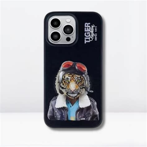 Fergus Series Embroidered Tiger Luxury Faux Leather for iPhone 14 Pro ...